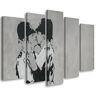 Feeby Five piece picture canvas print Banksy Kissing Policemen