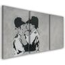 Feeby Three piece picture canvas print Banksy Kissing Policemen