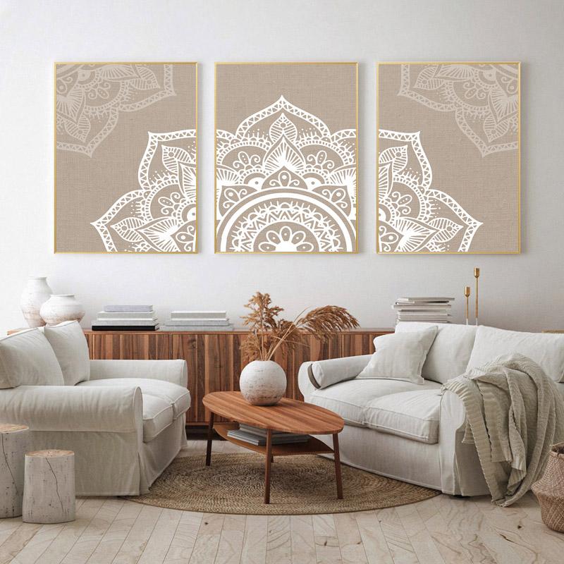 ART Bohemia Mandala Floral Gris Carteles Lienzo Pintura Arte Mural Islámico Imprimir Imágenes para Interior Yoga Decoración de la Sala de Estar