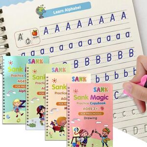 4 libros Libros Reutilizables Para Caligrafía Aprende Alfabeto Pintura Aritmética Matemáticas Niños Escritura a Mano Libros de Práctica Juguetes para Bebés