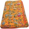 Antique Hermoso edredón Kantha de algodón puro tejido a mano, colcha, manta para cama