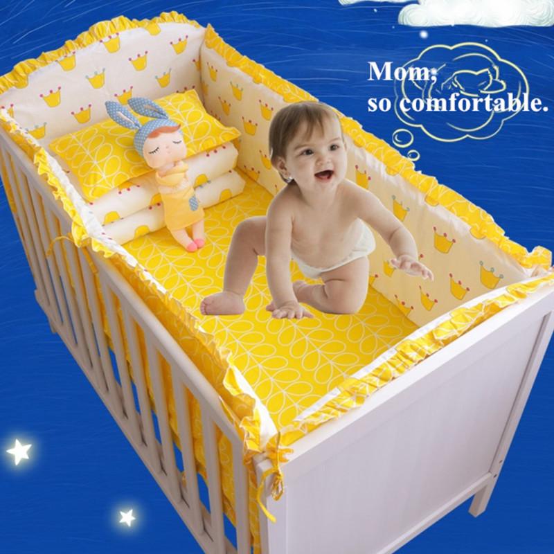 Furnishings 5pcs traje de cama de bebé 4pcs Baby Crib Bumper 1pc Juego de sábanas Infante extraíble Ropa de cama lavable