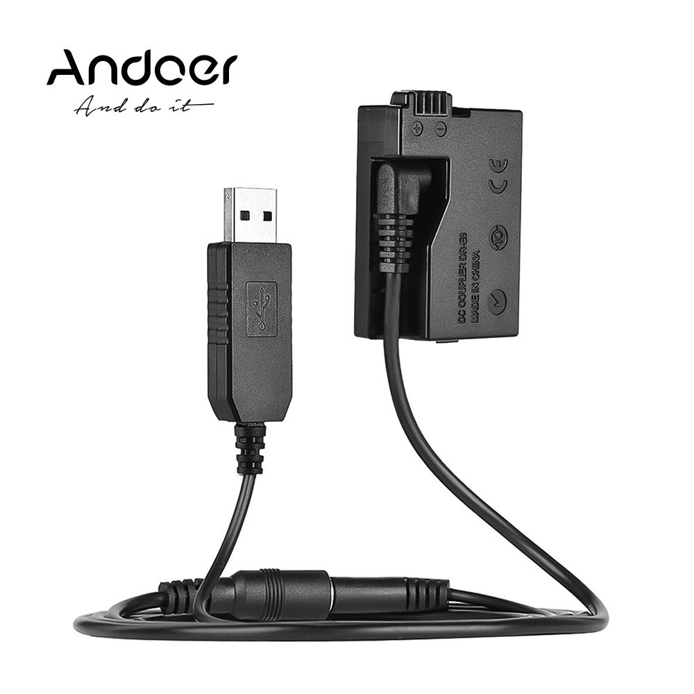 Andoer Batería ficticia DR-E8 con banco de alimentación de CC Reemplazo del cable adaptador USB para la cámara Canon