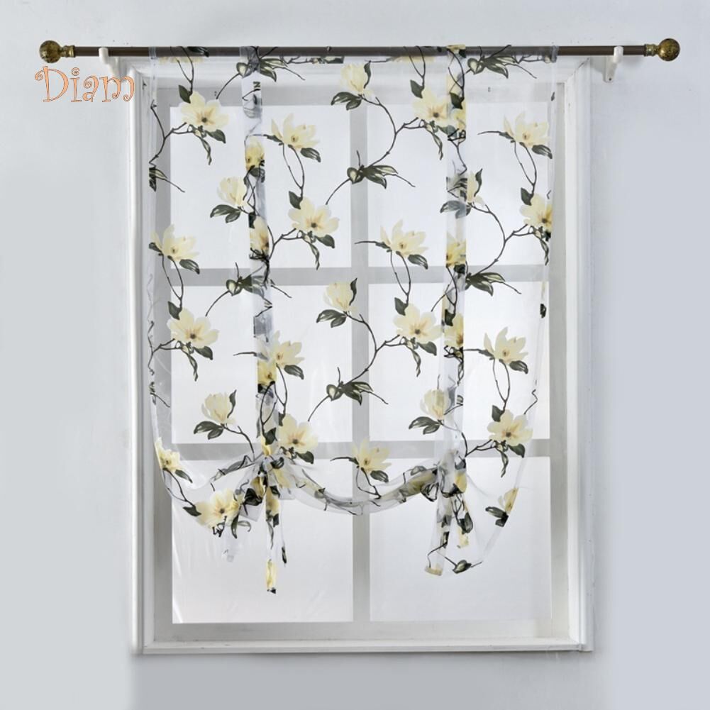 Lachepper NO.HS-cortina de flores para cocina, cenefa de tul transparente para ventana de dormitorio, decoración del hogar