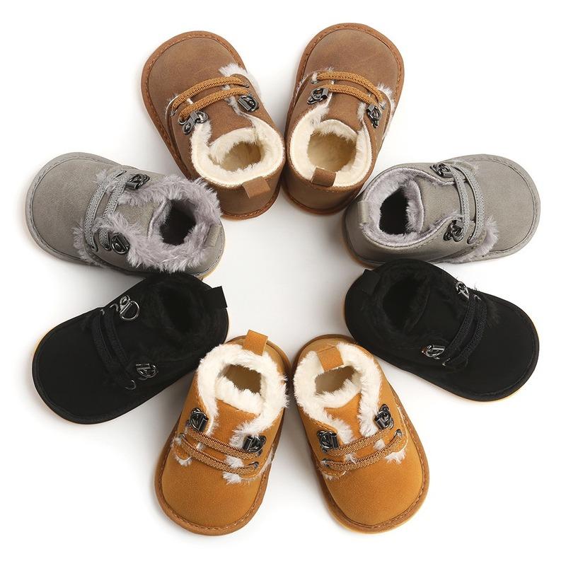 Meckior Zapatos de bebé otoño invierno Primer andador Suela de goma antideslizante Mantener caliente 0-18m PU artificial Toddler Baby Boys Shoes