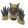 Philipss88 Disfraz de lobo espeluznante, disfraz de Halloween, máscara de lobo, conjunto de garras de hombre lobo, guantes, tocado elegante de diablo del Terror, accesorios de broma, tocado de lobo