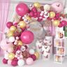 SUPSOUND Kit de arco de guirnalda de globos rosas, pegatinas de mariposa, globos de látex de oro rosa para decoraciones de baño de bebé para fiesta de boda y cumpleaños