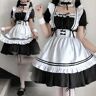 Deja vua Disfraz de sirvienta lolita negra, disfraz de sirvienta encantadora para niñas y mujeres, vestido de Cosplay