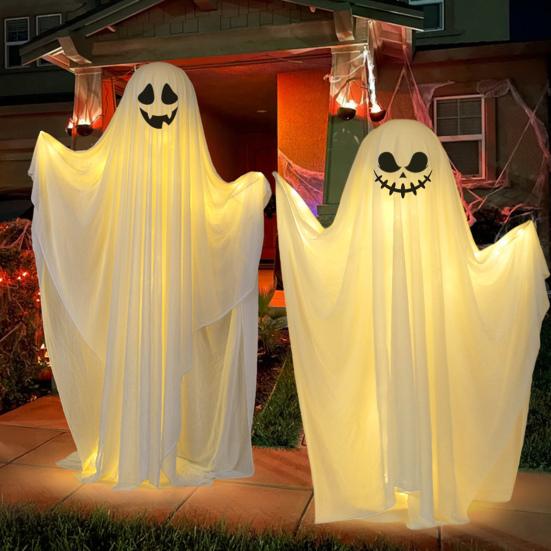 jijijing Juego de adornos de fantasmas brillantes, accesorios de fantasmas LED festivos y espeluznantes duraderos para decoraciones de fiestas de Halloween, 1 Juego