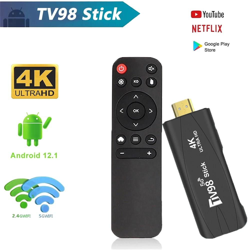 Meiteai-All TV98 TV Stick Ultra HD Smart TV Stick Android 12,1 4K Smart Android TV Box 2,4G/5G WiFi H.265 reproductor multimedia de red Set Top Box Stick