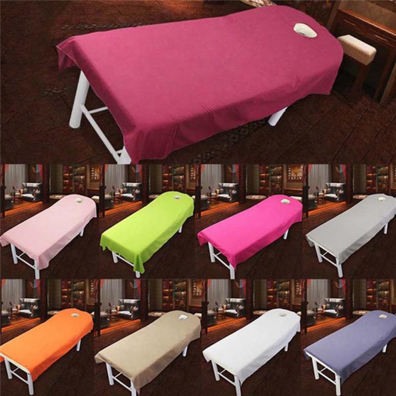 HappySmile Sábanas de salón de belleza y cosmética, cubierta para mesa de cama con orificio, tratamiento de masaje de SPA, 80cm x 190cm, 1 Uds.