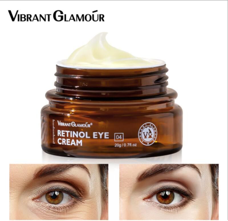 VIBRANT GLAMOUR Crema para ojos con Retinol, GLAMOUR vibrante, ojeras que se desvanecen, líneas finas, elimina las bolsas de los ojos, antiarrugas, antienvejecimiento, reafirmante, ilumina la piel, 20g