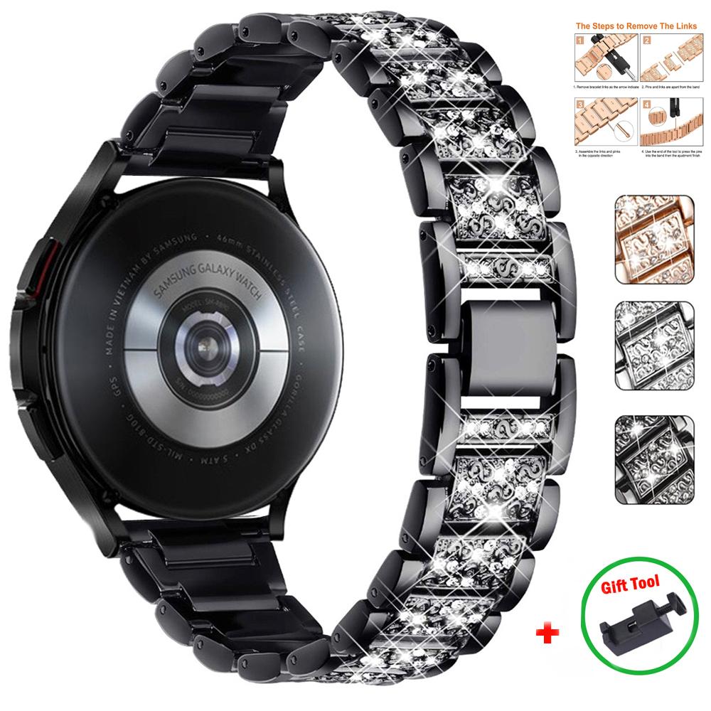 ZJM Mall YurKem-Correa de diamante para Samsung Galaxy 4/Classic/46mm/42mm/active 2/Gear s3, pulsera de Metal de 20mm y 22mm, correa para Huawei Watch gt 2-2e-3-pro