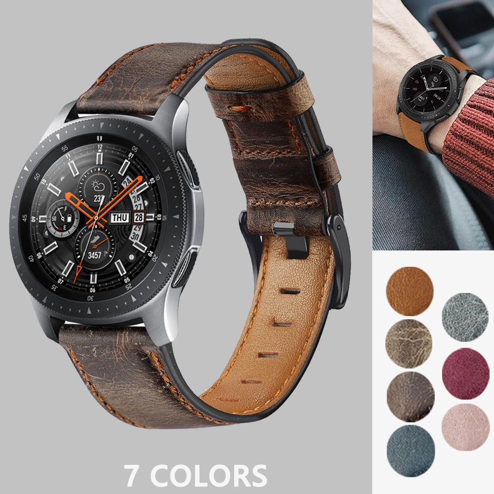 CRESTED Correa de cuero genuino para samsung Galaxy watch 3 45mm/46mm/Gear S3 frontier 22mm pulsera de reloj para Huawei watch gt-2-2e-pro correa de 46 mm