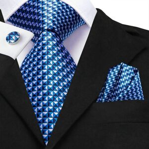Hi-Tie Fashion Mens Blue Novelty Necktie Hanky Gemelos para boda de negocios