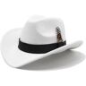 mimanss Nuevo Sombrero de Cowboy del oeste Vintage para hombre, Gorra de Jazz de vaquero de ala ancha con cinturón de cuero, Sombrero para las cuatro estaciones