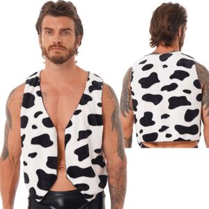 iEFiEL Chaleco sin mangas con estampado de vaca en blanco y negro, chaleco de franela, Tops para disfraz de Cosplay para hombre