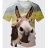 Exclusive 3D T-shirt Novedad de verano, camiseta divertida de Hip -Hop para hombre, camisetas con cuello redondo de animales con estampado 3D de burro lindo, camisetas frescas y secas de manga corta.