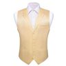 Barry.Wang Chaleco para hombre Chaleco liso beige Conjunto de fiesta de citas de boda de seda tejida jacquard