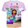 ULao Camiseta Kawaii de verano para casa de muñecas Gabbys, camiseta con estampado colorido en 3D para niños, camiseta de manga corta para niñas, Top estilo rapero para mujeres