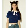 FREI symbol crop short sleeve knit  NAVY