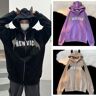 BeautyLucky Sudadera con capucha bordada del diablo Y2K para mujer, sudaderas con capucha holgadas Retro informales de manga larga para pareja, sudaderas góticas con cremallera para Otoño e Invierno