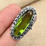 Copperie Excelente anillo conmemorativo hecho a mano de plata de ley 925 con piedras preciosas de peridoto