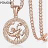 POMOIII Colgante del signo del zodiaco para mujer, colgante de 12 constelaciones, collar de oro rosa, Aries, Leo, Escorpio, joyería de caracol de 3mm GP278