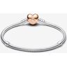 Pandora 580719 19cm - Pulsera Moments de plata de ley 925 chapada en oro rosa de 14 quilates con clip de corazón