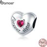 Familia BAMOER para siempre amor hermana Red Zircon 925 plata esterlina encanto colgante para pulsera original pulsera joyería diy