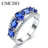 Anillo auténtico UMCHO, anillos de compromiso con topacio y tanzanita de zafiro azul para mujer, joyería fina con caja de regalo