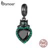 Cuentas colgantes de gato negro de Plata de Ley 925 de BAMOER, dijes con forma de corazón para mujer, pulsera, collar, joyería fina DIY