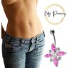 KODY PIERCING Joya piercing ombligo flor en Cristal Rosa sobre Plata y acero