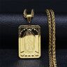 AMD Collares cristianos de la Virgen María, collar con colgante de oración de acero inoxidable de doble capa, joyería para hombres y mujeres