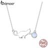 BAMOER Authentic 925 Sterling Silver Naughty Pussy Cat con ball opal link chain necklace para mujeres