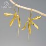Lotus Fun Elegante Declaración de Lujo Gran Orquídea Flor Colgante Pendientes Para Mujeres 925 Plata de Ley Joyería de Boda