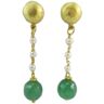 Les Trésors De Lily [Q5655] - Pendientes artesanales 'Cleopatra' oro blanco verde - 55x12 mm