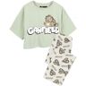 Pertemba FR - Apparel Garfield Conjunto de pijama largo café para mujer/señoras