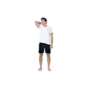 Blanco Conjunto de pijama corto de hombre con camiseta Gan cuello pico
