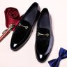 DY57OP Zapatos de cuero de negocios de moda para hombres Zapatos de oficina Mocasines sin cordones Zapatos planos Zapatos de vestir de boda Zapatos Oxford Zapatos formales de hombre Tamaño grande Männerschuhe