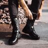 Cozyoutfit Botas de media altura para hombre, además de botas de cuero cálidas de terciopelo, zapatos de herramientas, botas de media altura para hombre, tendencia