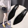 TYU01 Zapatos Mueller para mujer, moda coreana exterior, cabeza puntiaguda Baotou Flyknit, tacones altos, zapatos individuales de tacón grueso Retro