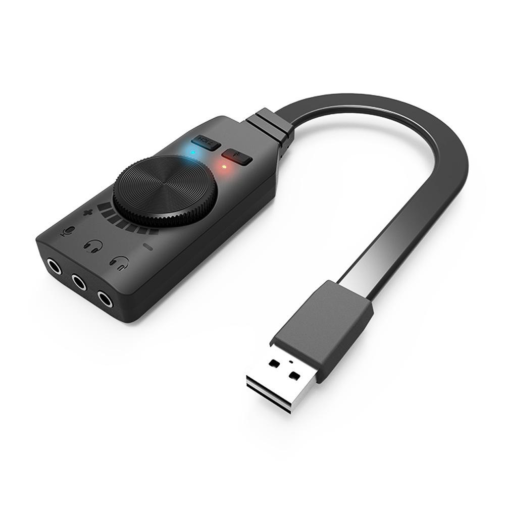 TOMTOP JMS Tarjeta de sonido externa GS3 USB 2.0 Adaptador de tarjeta de sonido virtual de 7.1 canales Plug and Play con auriculares
