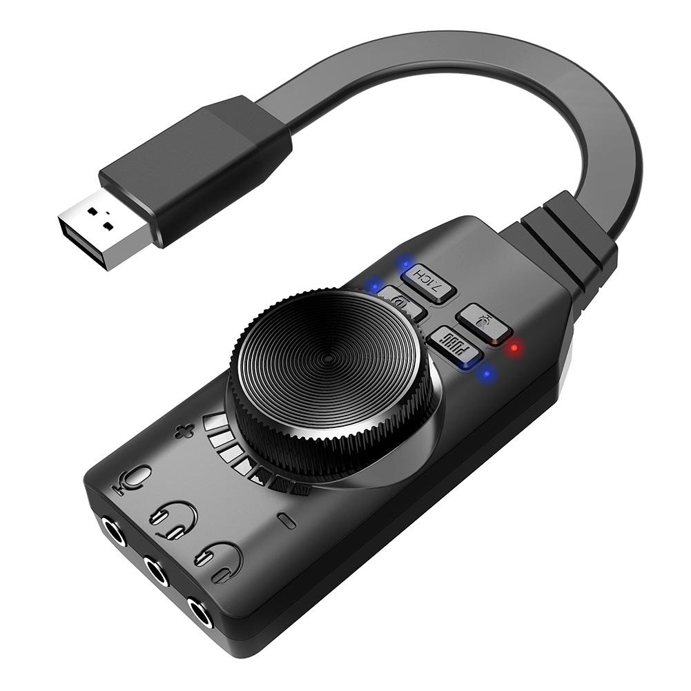 Memory Link Adaptador de tarjeta de sonido GS3 de 7,1 canales, auriculares externos de Audio USB de 3,5mm para PC