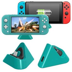 HOD Health&Home Estación de carga con puerto para Nintendo Switch Lite y Switch, tipo pequeño, color azul