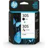 Paquete de 2 cartuchos de tinta originales HP 305 negros y tricolores (6ZD17AE)