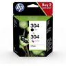 Paquete de 2 cartuchos de tinta originales HP 304 negros y tricolores (3JB05AE) para DeskJet 2620/2630/3720/3730 envidia 5020/5030