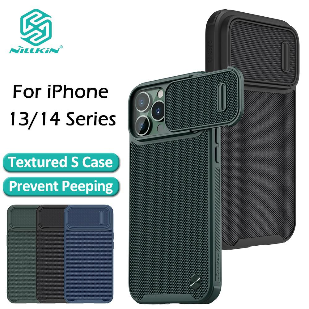 NILLKIN Para iPhone13 Pro Max Case NILLKIN Textured Nylon Fiber Sliding Camera Protect Cover para iPhone 14 13 Pro Max Plus