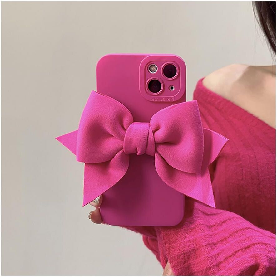 POMOIII Digital 3d Lindo Bow Rose Color Soft Fashion Camera Cubierta protectora para Iphone 13 12 11 Pro Max Xr Xs Max X 7 8 Plus Funda trasera de silicona