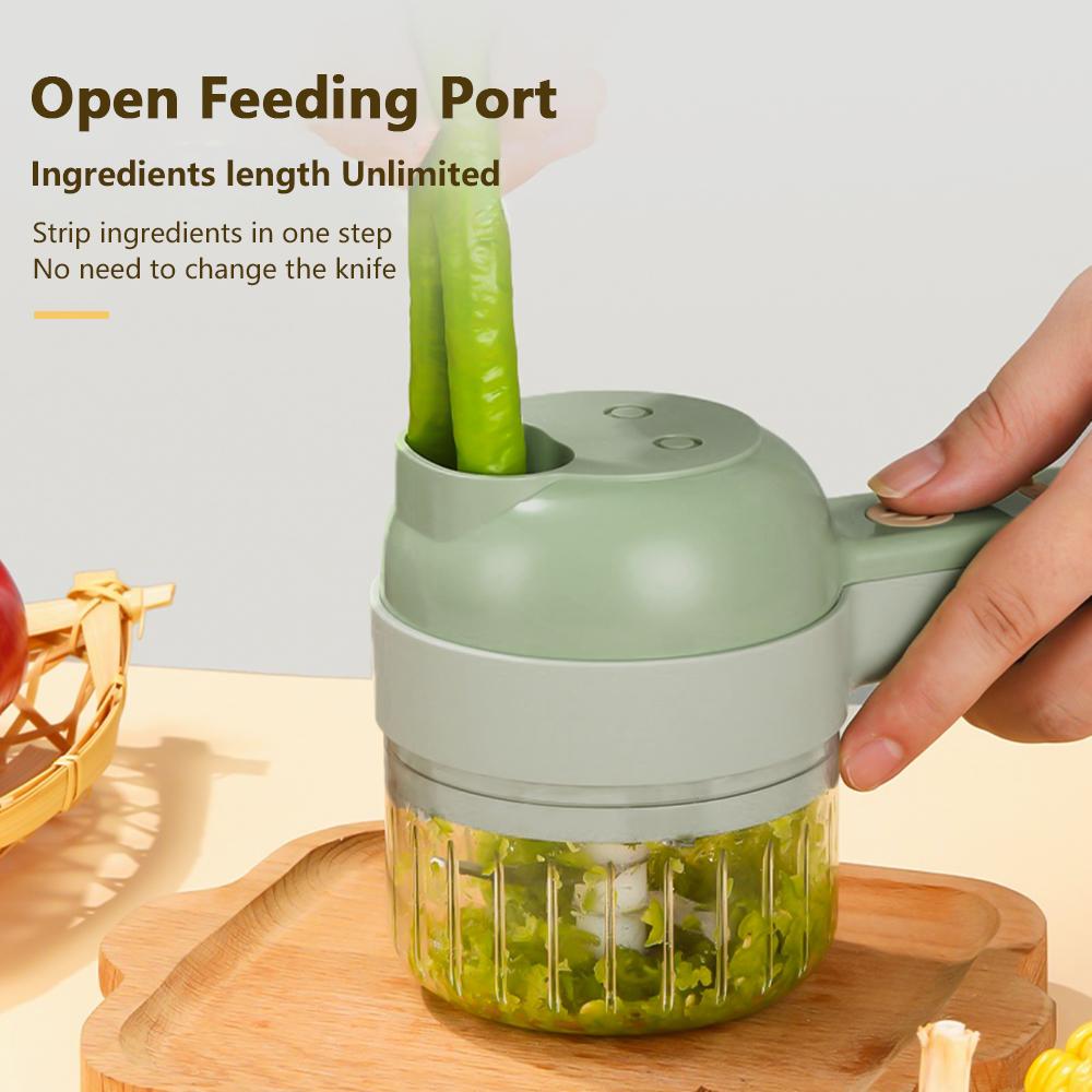 A MIJIA Home Picadora de verduras 4 en 1, picadora de alimentos eléctrica inalámbrica de mano con alimentación USB para ajo, chile, cebolla, apio, jengibre y carne